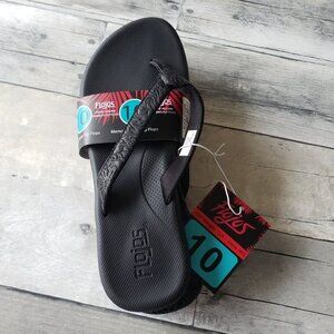 NWT - Flojos Black Flip Flops - Size 10